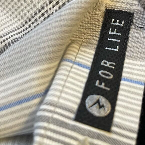 Large Marmot Gray-Blue-White Striped Cotton Blend SS Polo - Picture 3 of 6